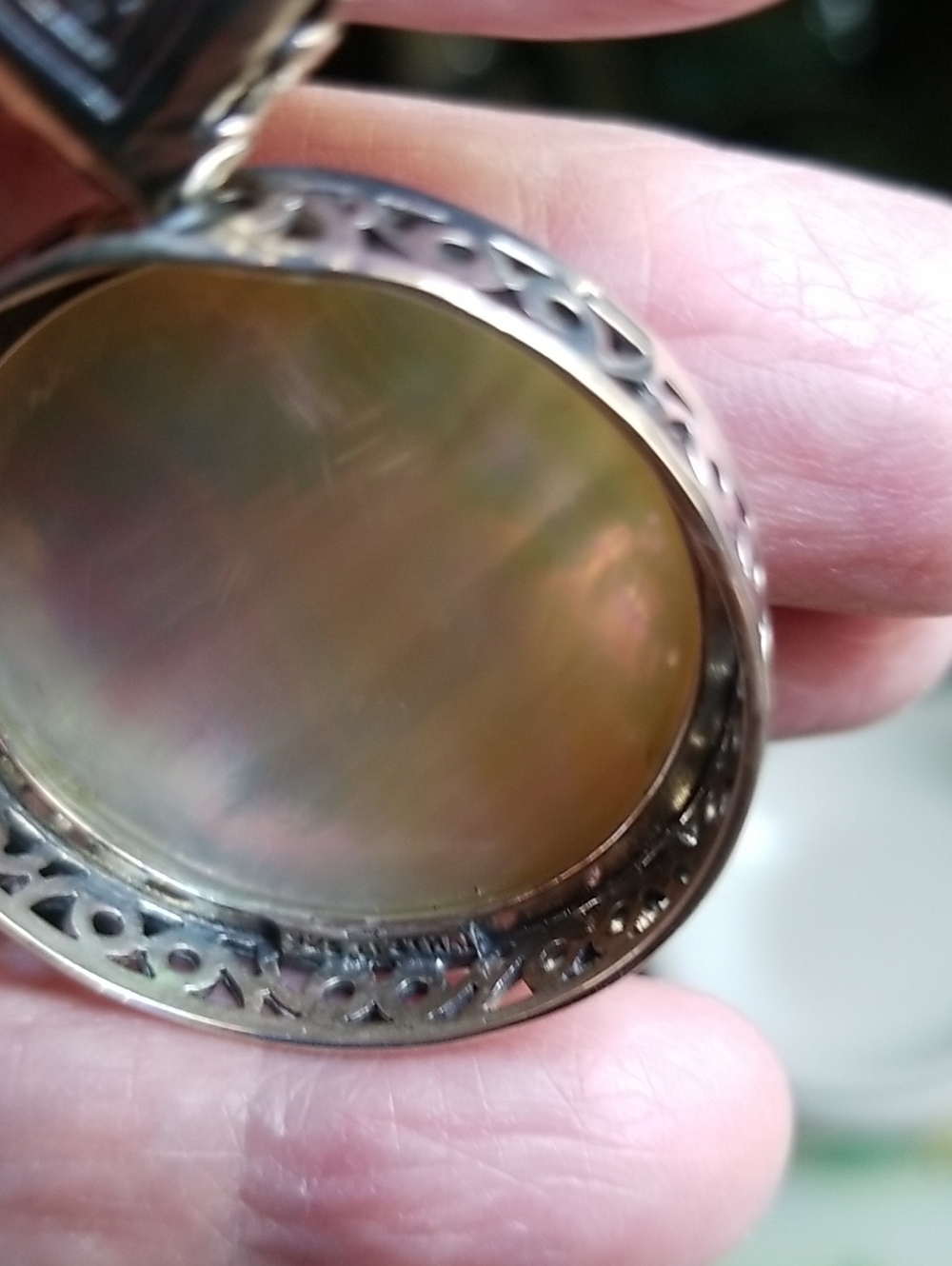Silver pendant with Mother of Pearl Stone - Picture 3 of 8